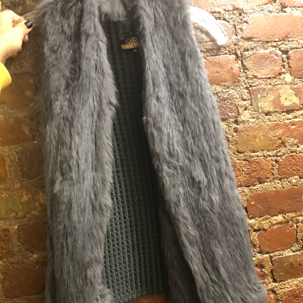 Rabbit fur vest grey